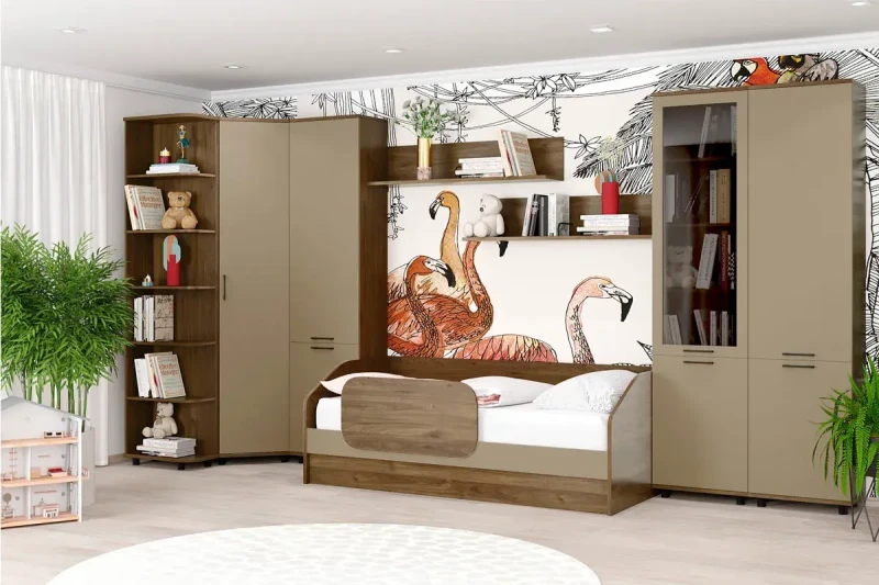 Детская Грейс композиция 4 (Гикори Джексон Темный/Латте Матовый) — Мебель-центр Озерцо