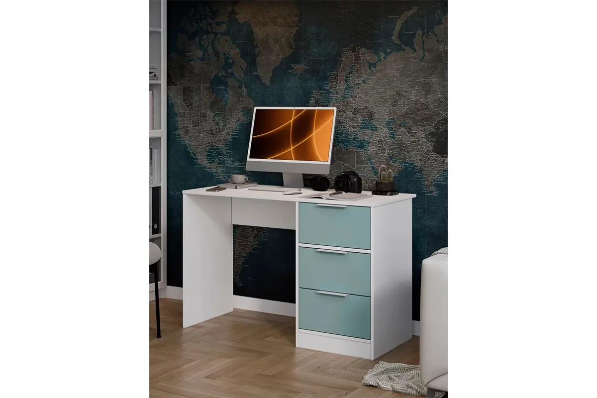 Стол письменный Марли Тип 1 (Белый/Серо-голубой) — Мебель-центр Озерцо