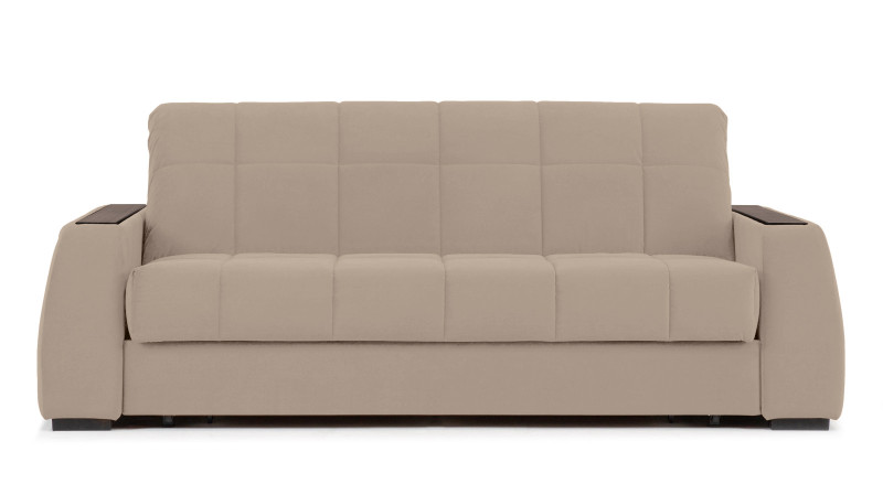 Диван - кровать Domo Pro с полками цвета венге, стежка квадрат, ткань Sky Velvet 03 180x216 — в мебель-центре Озерцо