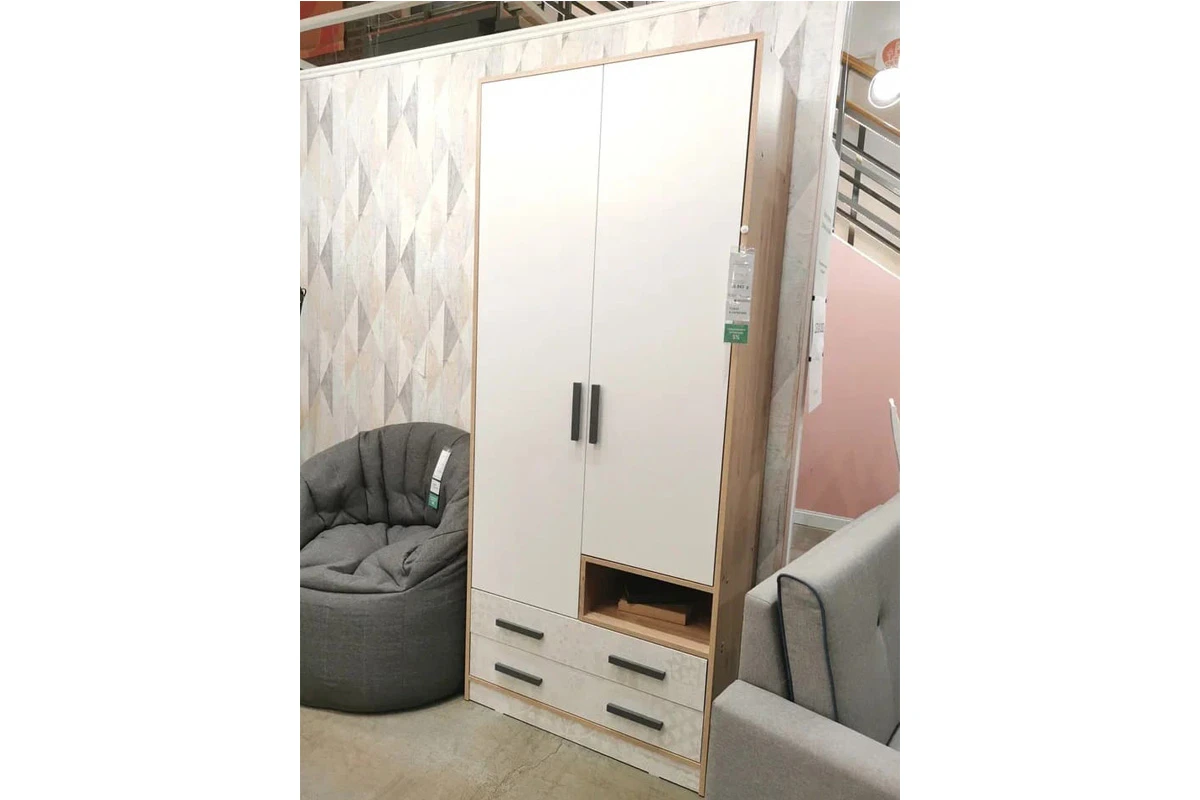 Шкаф двухдверный Алиса Мод. 9 (Гикори Джексон/Спринт/Белый) в мебель-центре Озерцо