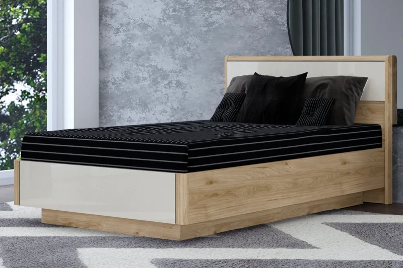 Кровать КР-4001-ГС-КГ с ПМ 120х200 (Гикори Джексон Светлый/Кашемир Глянцевый) - купить в Озерце