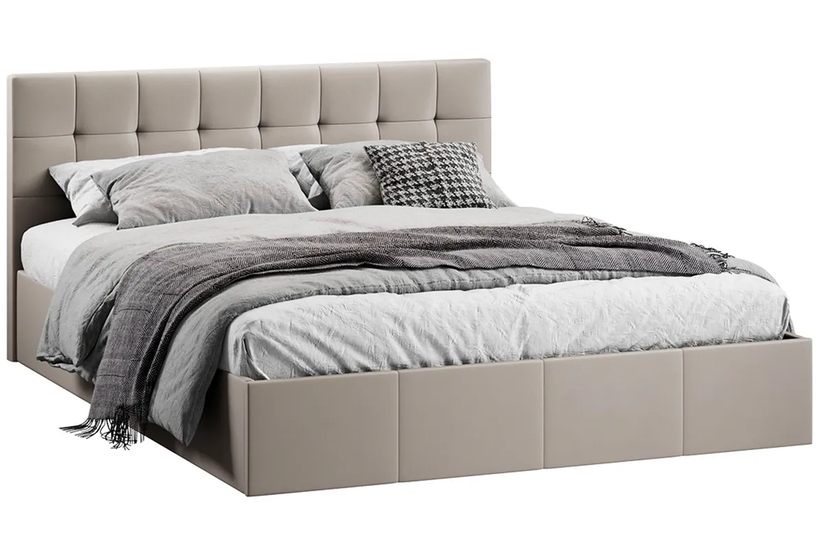 Кровать Эмма с ПМ и заглушиной 160х200 (Велюр/Confetti Smoke) - купить в Озерце