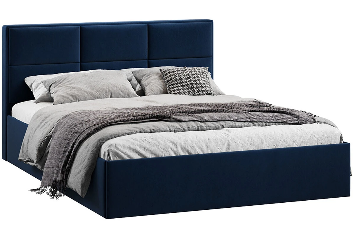 Кровать Стелла с ПМ Тип 1 и заглушиной 160х200 (Микровелюр/Wellmart Blue) - купить в Озерце