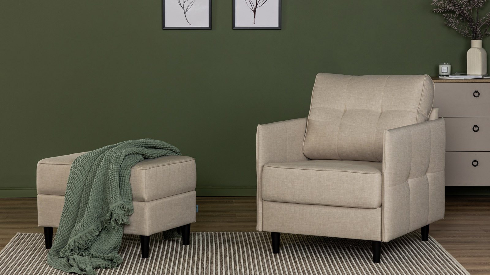 Пуф Amani Pro, Тк. Тк. Lidot beige 53x68 — купить в Озерце