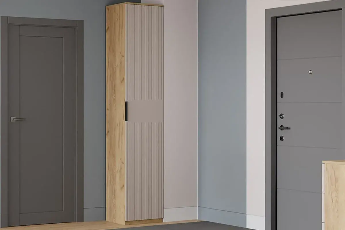 Шкаф для белья Хилтон Исп. 2 (Дуб Крафт золотой / Мокко матовый) в мебель-центре Озерцо