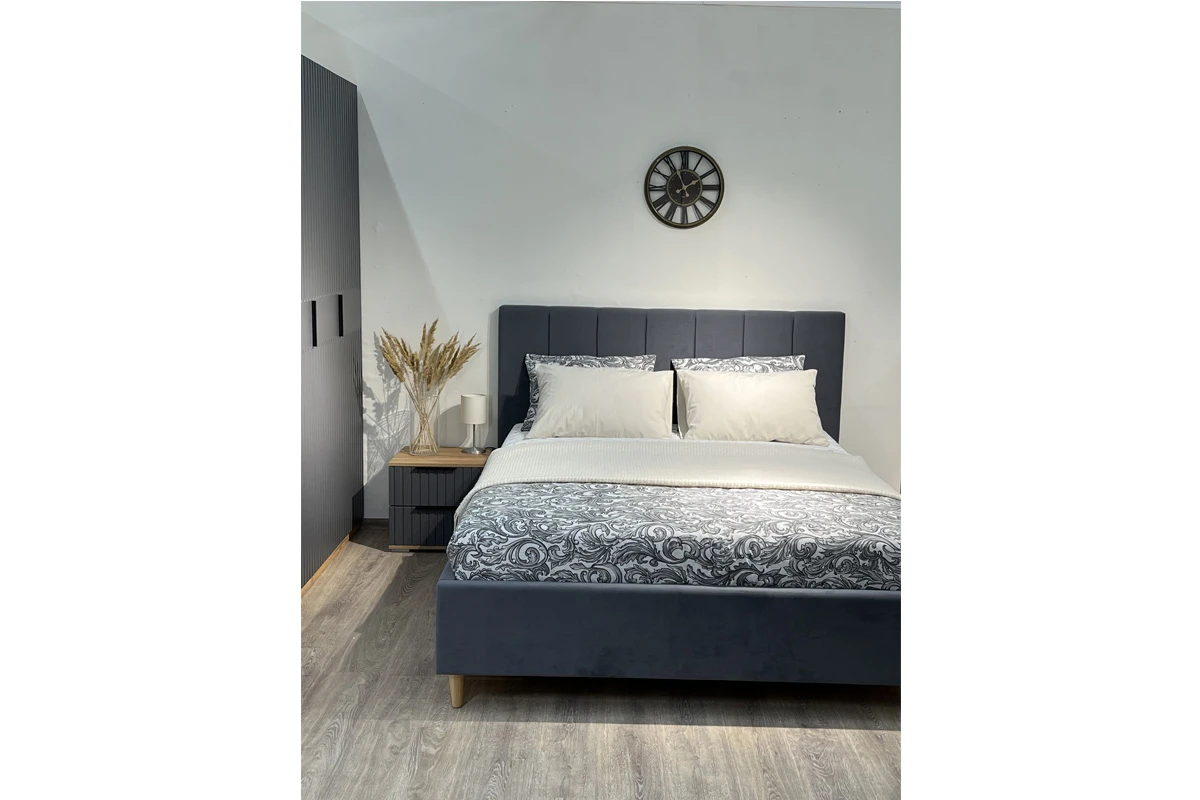 Тумба прикроватная Хилтон (Дуб Крафт золотой/Графит матовый) — Мебель-центр Озерцо