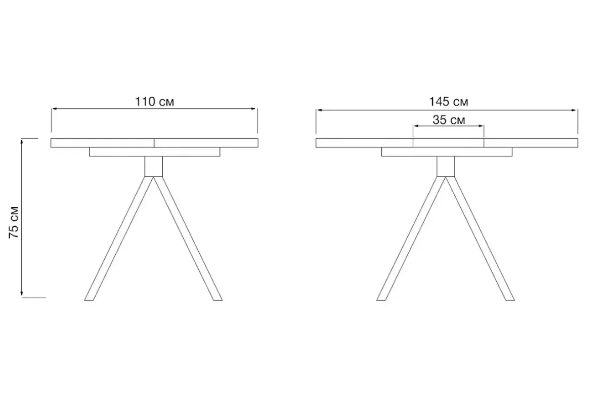 Стол раздвижной Толедо 1100+350 (Дуб Каньон/Черный) - купить в Озерце