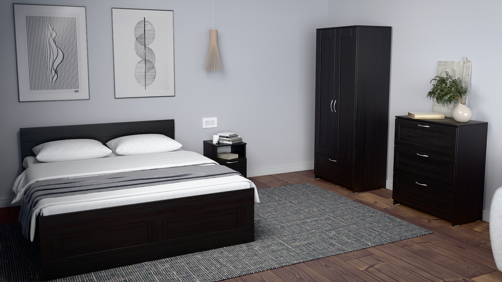 Шкаф двухдверный с ящиком Istra, цвет Дуб Венге 50x78 — купить в Озерце