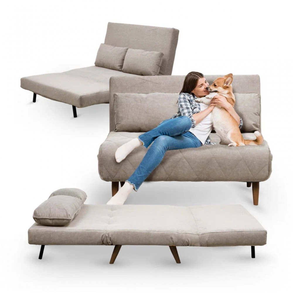 Кресло раскладное DOMM Scandy 120 синий, ноги бежевые — купить в Озерце