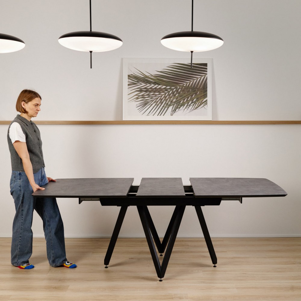 Стол ТЕОРЕМА-АВТО HPL альп.шифер/муар черный - купить в Озерце