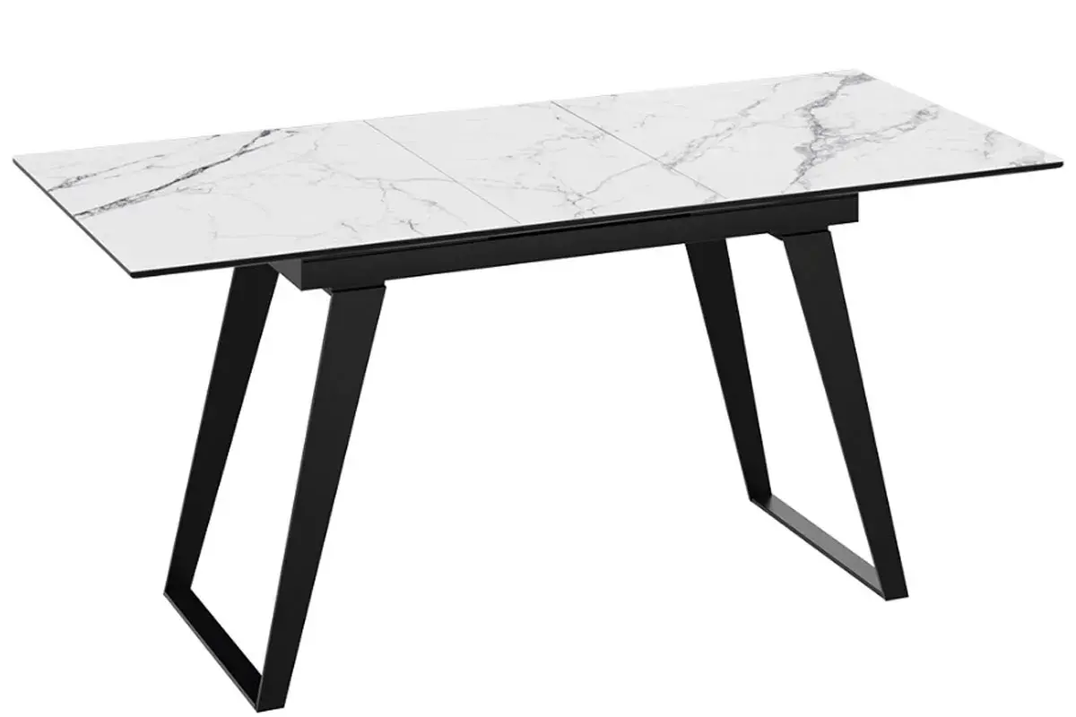 Стол обеденный Техно (Черный муар/Стекло глянцевое белый мрамор) - купить в Озерце