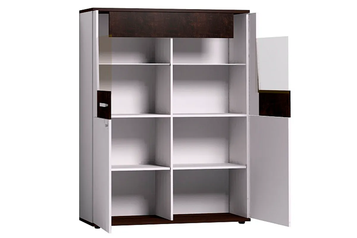 Шкаф-сервант Норвуд 22 (Белый/Орех шоколадный/ЛДСП) в мебель-центре Озерцо