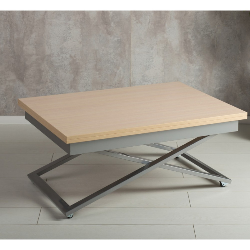 Стол-трансформер Apollo выбеленный дуб/серебро подстолье - купить в Озерце