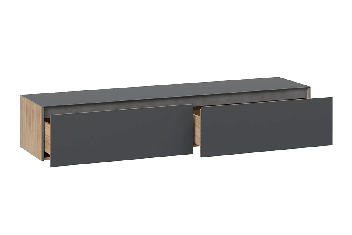 Тумба для теле- и радиоаппаратуры Глосс ТД-319.03.11 (Яблоня Беллуно/Cтекло/Графит матовый) — Мебель-центр Озерцо