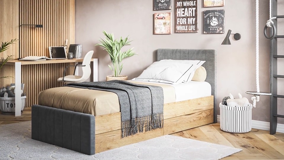 Кровать ЛОФТ Мини Сонома, MONOLIT аква - купить в Озерце