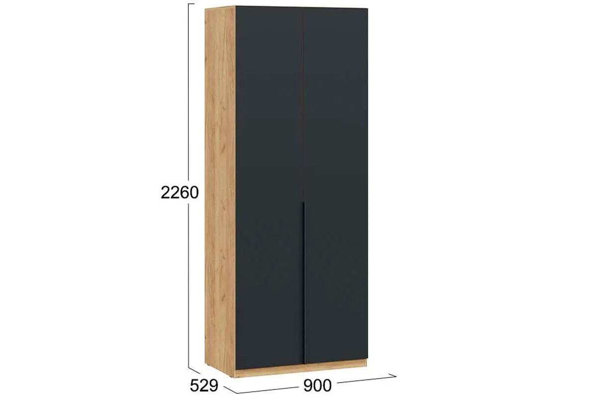 Шкаф для одежды Джоли (Дуб Крафт золотой/Графит матовый) в мебель-центре Озерцо