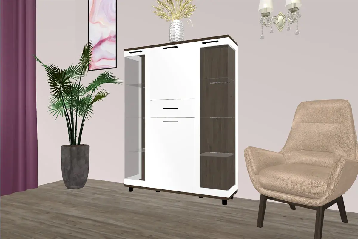 Шкаф многоцелевой ШК-5080-ГТ-БГ (Гикори Джексон Темный/Белый Бриллиант Глянцевый) в мебель-центре Озерцо