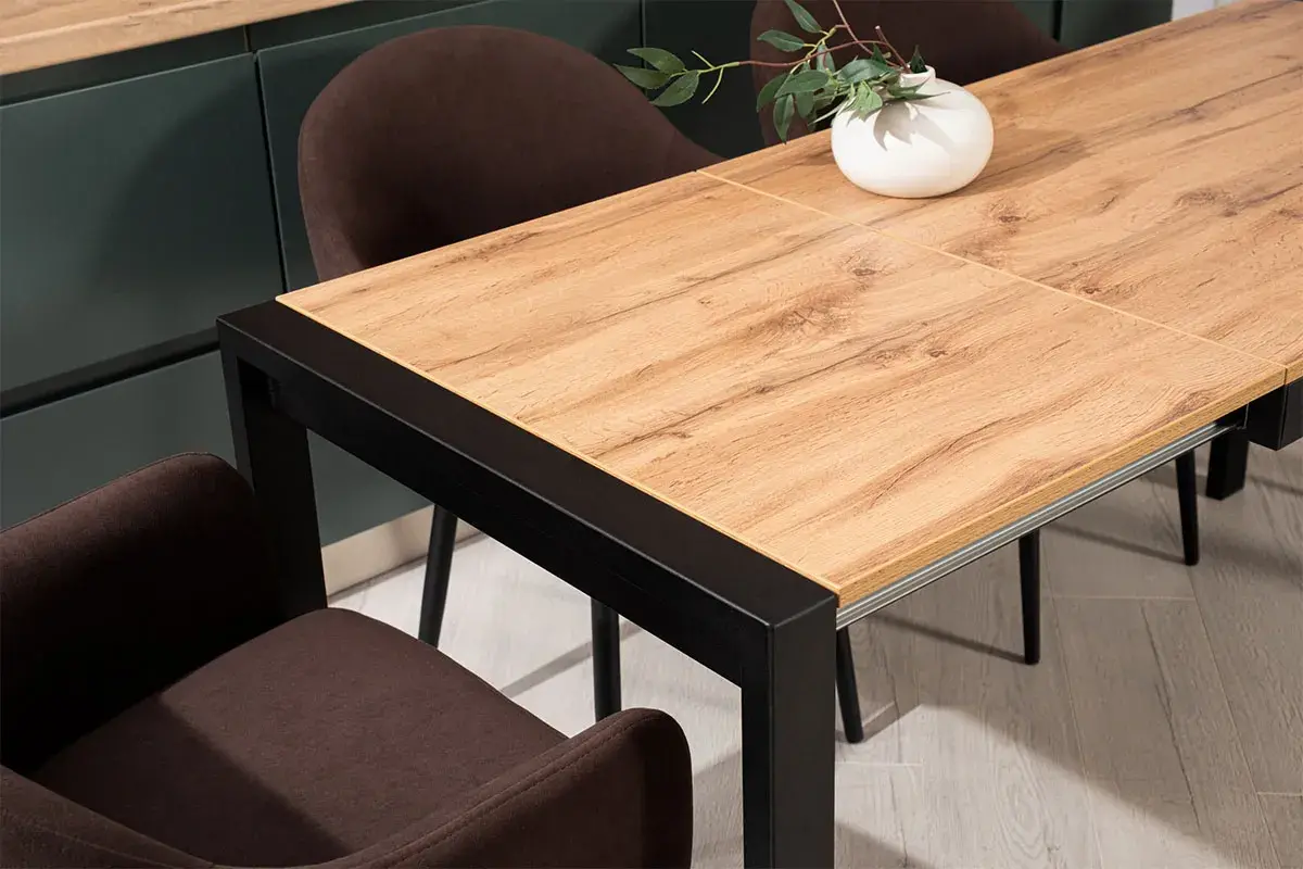 Стол обеденный Этно (Дуб вотан / Рама черная / Металл черный) - купить в Озерце