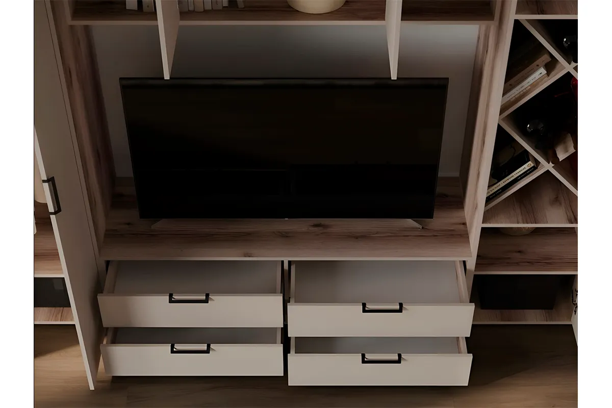 Гостиная Оливия (Делано светлый/Сатин) — Мебель-центр Озерцо