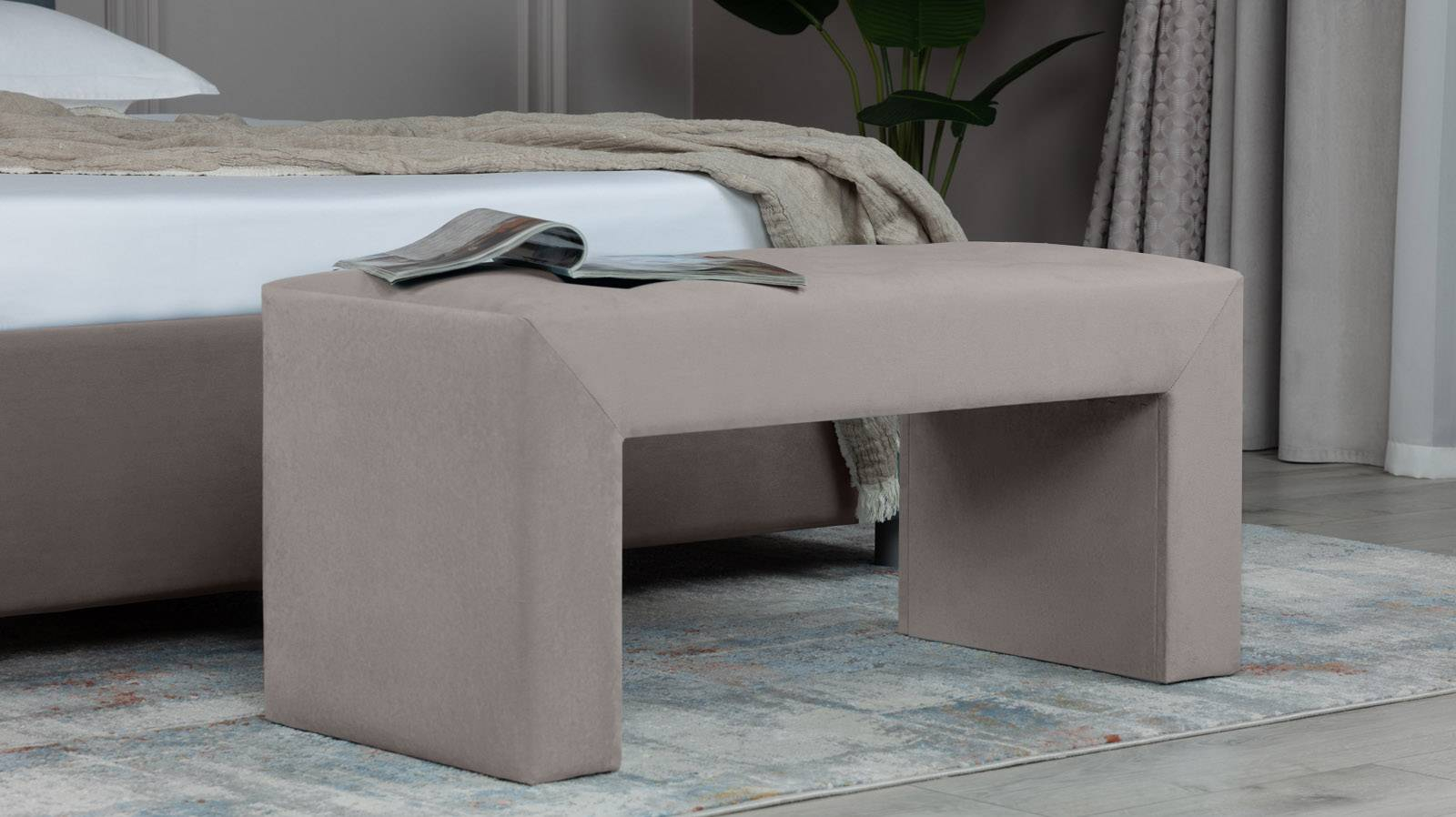 Банкетка Enigma, ткань Casanova Grey, 40x100 — купить в Озерце