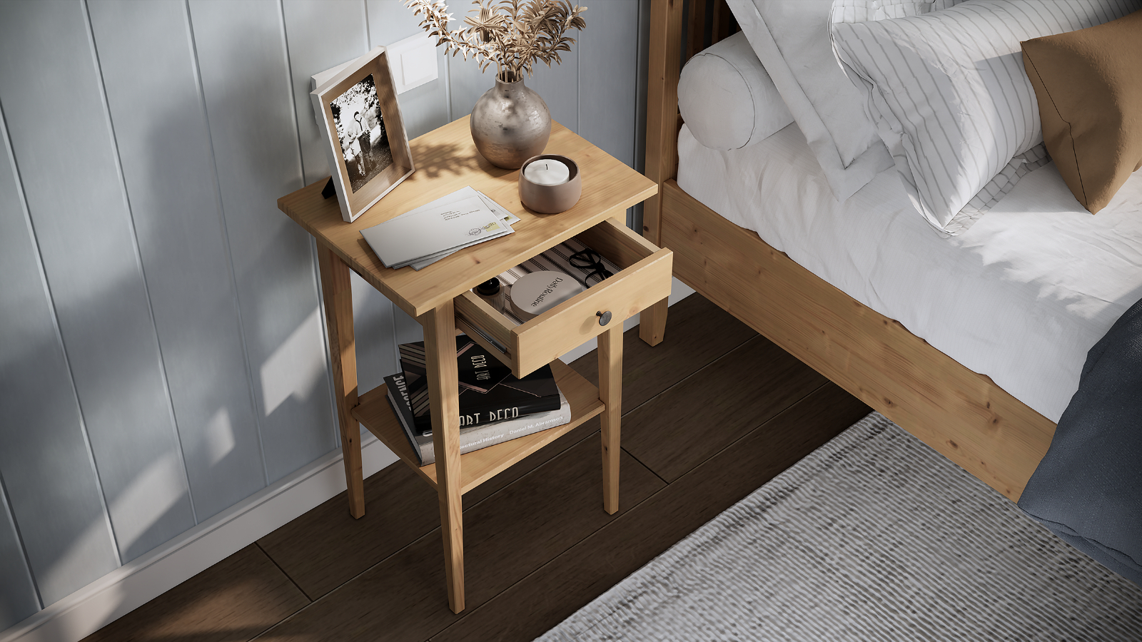 Тумба прикроватная Terek, цвет Светло-коричневый, 1 ящик, 35x46 — купить в Озерце