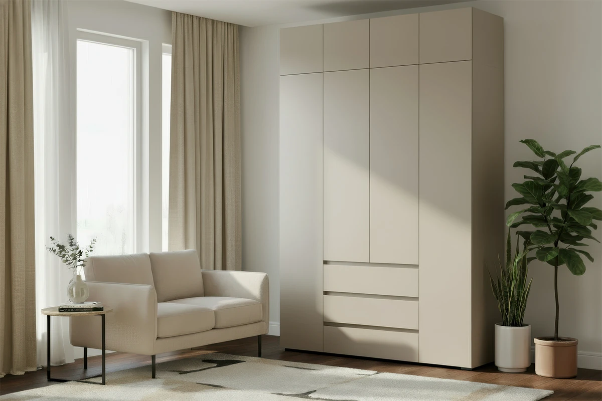 Шкаф с антресолью 4-створчатый Веста (Бежевый) в мебель-центре Озерцо