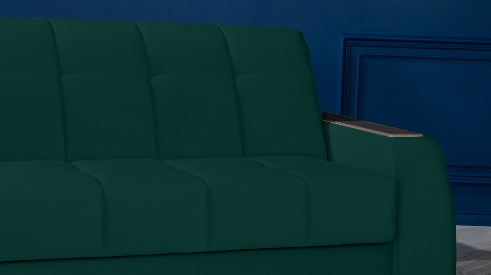Диван - кровать Domo Pro с накладкой цвета венге, стежка квадрат, ткань Sky Velvet 42 180x216 — в мебель-центре Озерцо