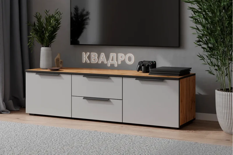 Тумба ТВ Квадро №10 (Дуб вотан / Мартини) — Мебель-центр Озерцо