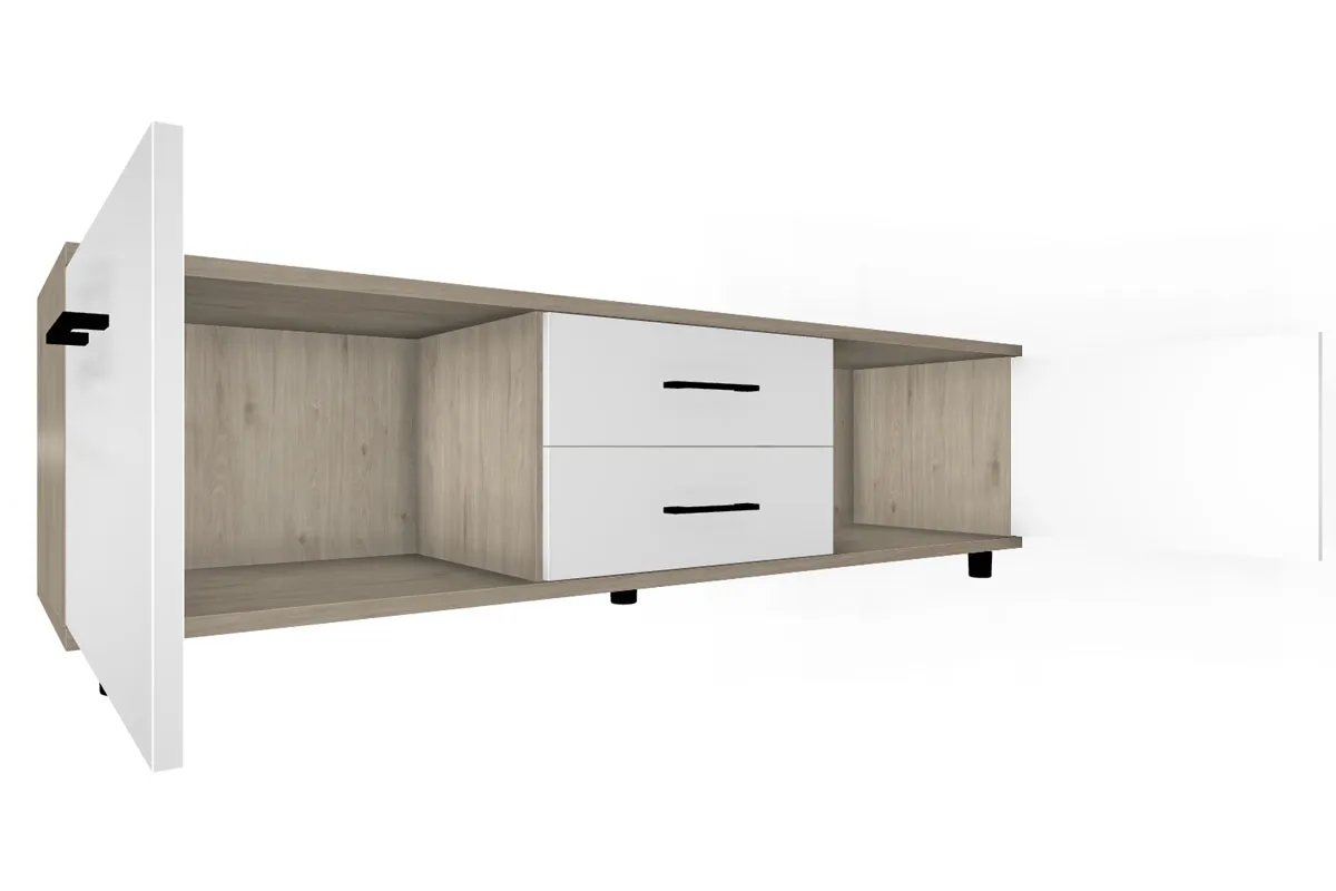 Тумба ТБ-5034-ГС-БГ (Гикори Джексон Светлый/Белый Бриллиант Глянцевый) — Мебель-центр Озерцо