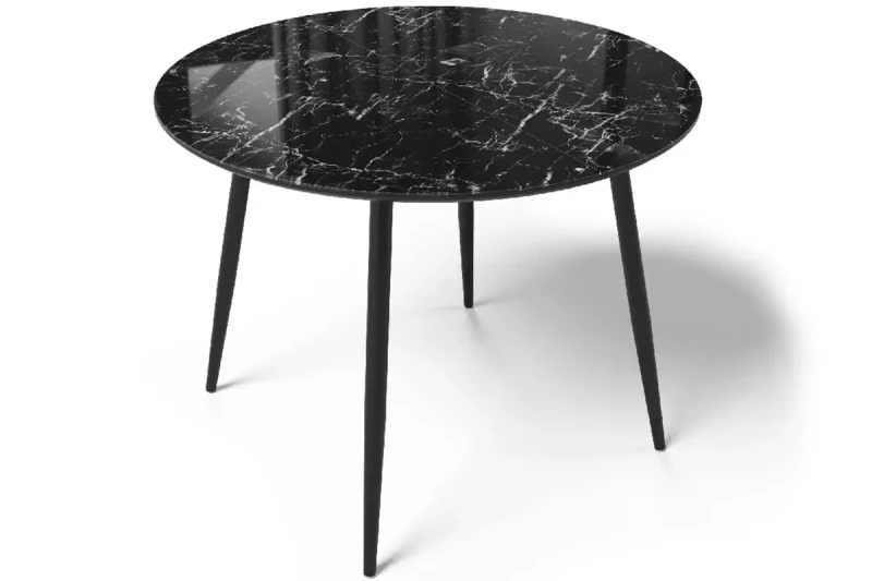 Стол обеденный Стенли 1000 (Стекло с фотопечатью Черный мрамор / МДФ Черный кварц / Металл черный) - купить в Озерце