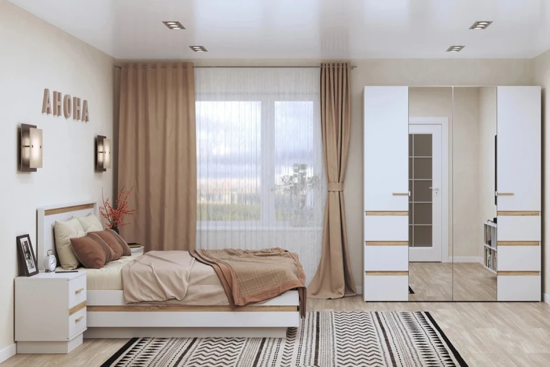 Спальня Анона 4 (Белый/Дуб Сонома) - купить в Озерце