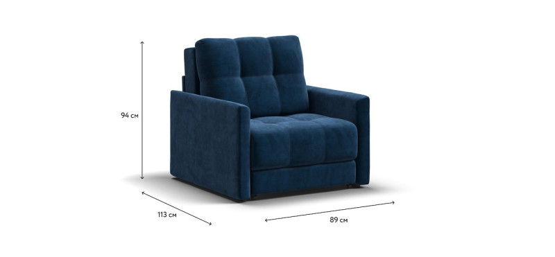 Босс Лофт кресло-кровать Велюр Монолит синий — купить в Озерце