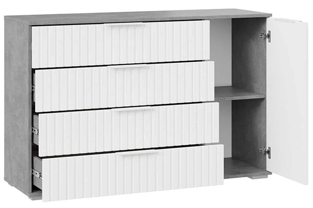 Комод комбинированный Хилтон 402.012.000 (Ателье светлый/Белый матовый) — Мебель-центр Озерцо