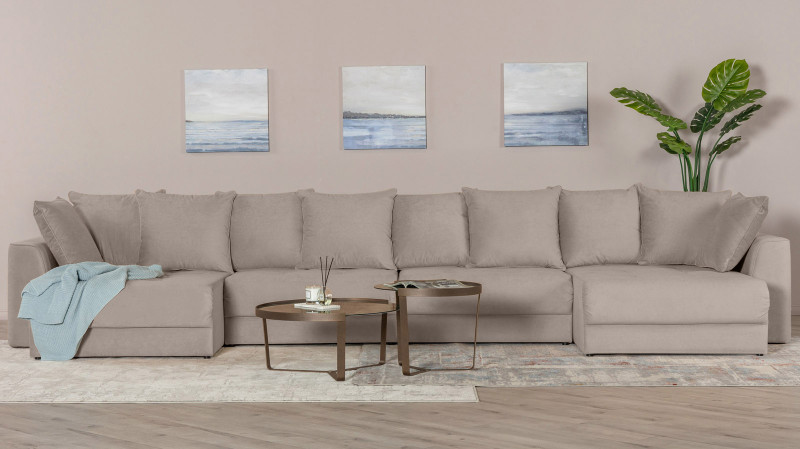 Диван Monako New П-образный с коробом для белья, Тк. Sky Velvet 03 157x455 — купить в Озерце