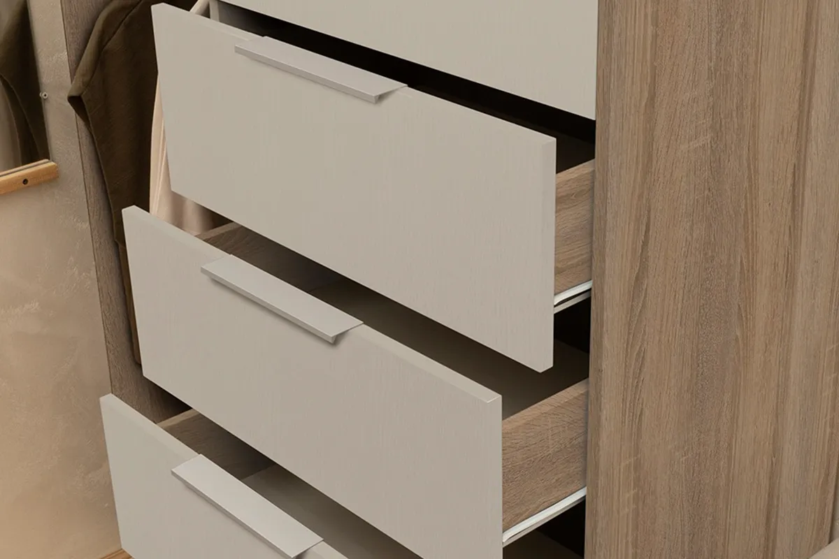 Комод комбинированный Нуар Тип 1 (Дуб Сонома/Белый Ясень) — Мебель-центр Озерцо