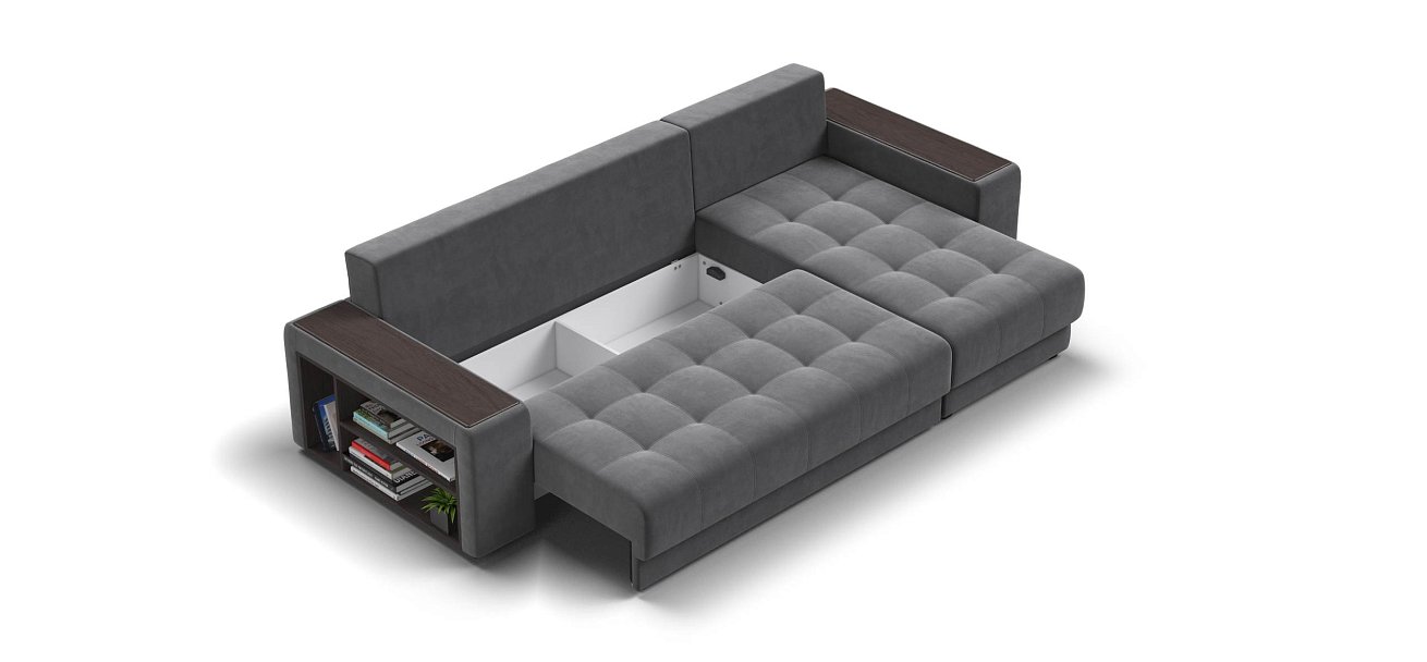 Ванкувер угловой диван Велюр Монолит серый — купить в Озерце