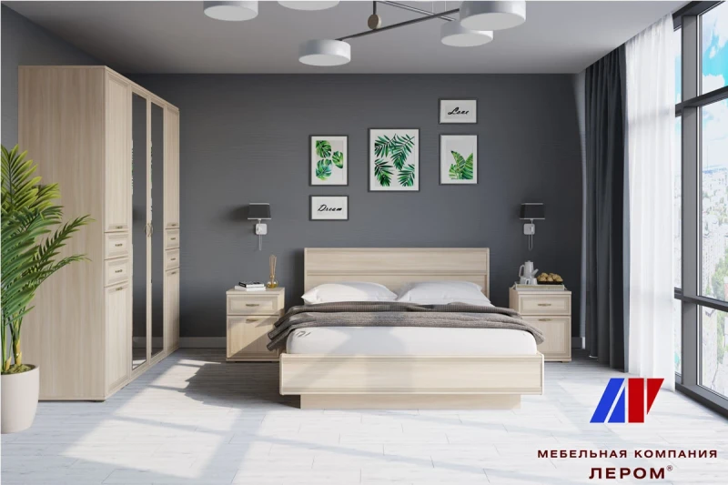 Готовый комплект для спальни СК-1005-АС (Ясень Асахи) - купить в Озерце
