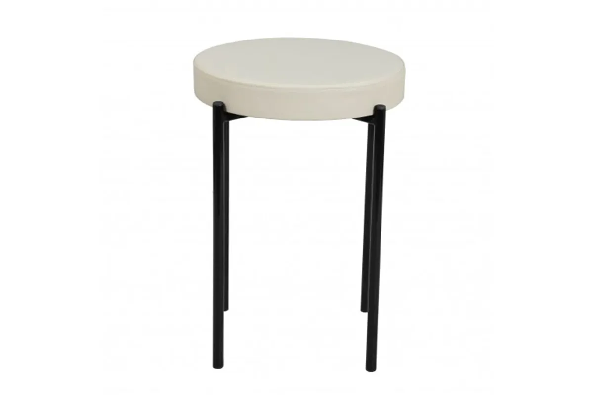 Табурет Дора каркас черный, экокожа (Экотекс 3027 ванильный) СРП-006 - купить в Озерце
