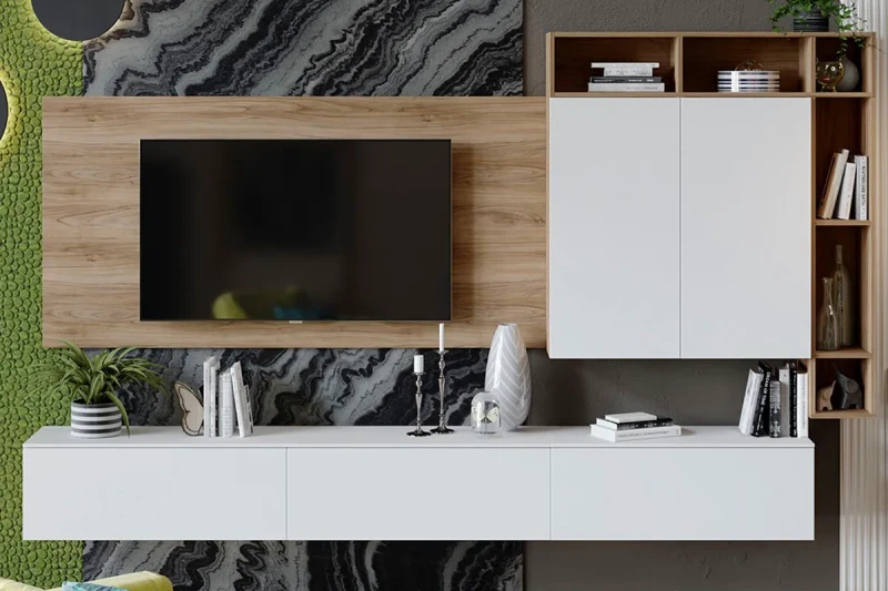 Гостиная Порто №6 ГН-393.006 (Яблоня Беллуно/Белый софт) — Мебель-центр Озерцо