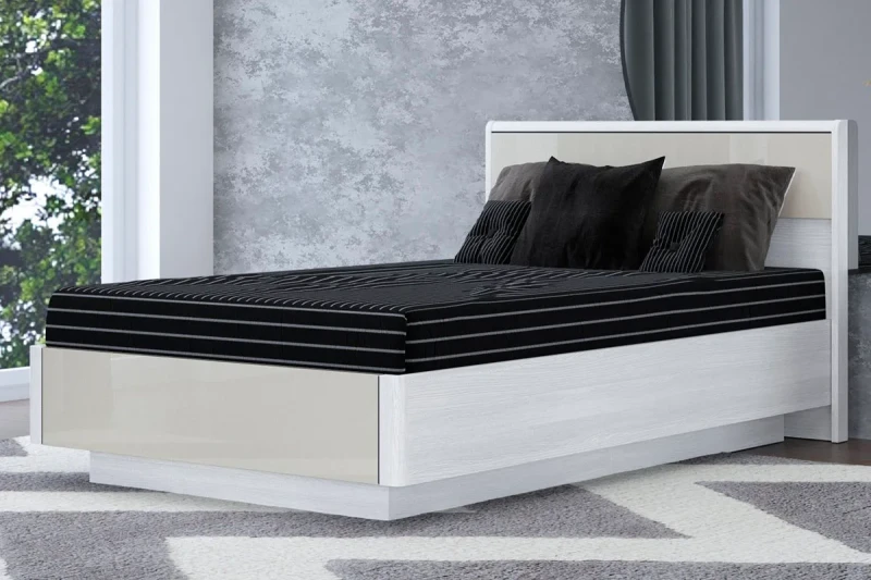 Кровать КР-4001-СЯ-КГ с ПМ 120х200 (Снежный Ясень/Кашемир Глянцевый) - купить в Озерце