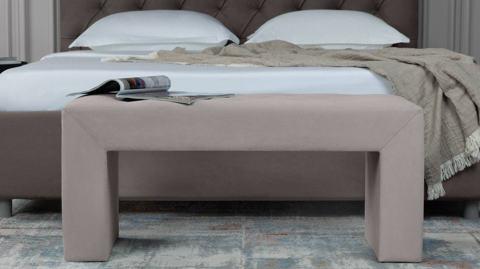 Банкетка Enigma, ткань Casanova Grey, 40x100 — купить в Озерце