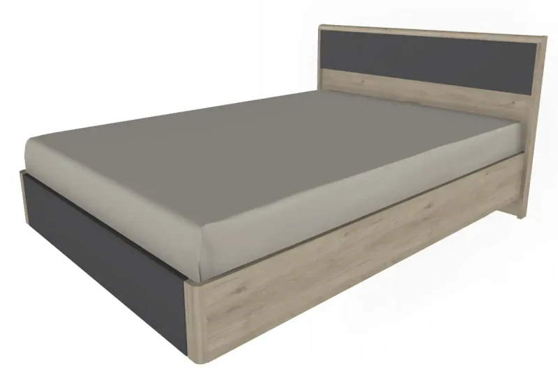 Кровать КР-4002 с ПМ 140х200 ГС-АМ (Гикори Джексон Светлый/Антрацит Матовый) - купить в Озерце