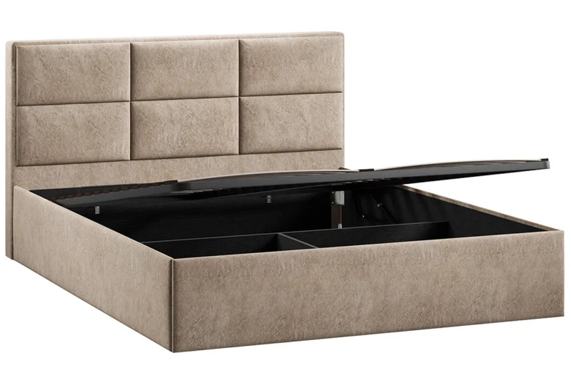 Кровать Стелла с ПМ Тип 1 и заглушиной 160х200 (Микровелюр/Wellmart Dark Beige) - купить в Озерце