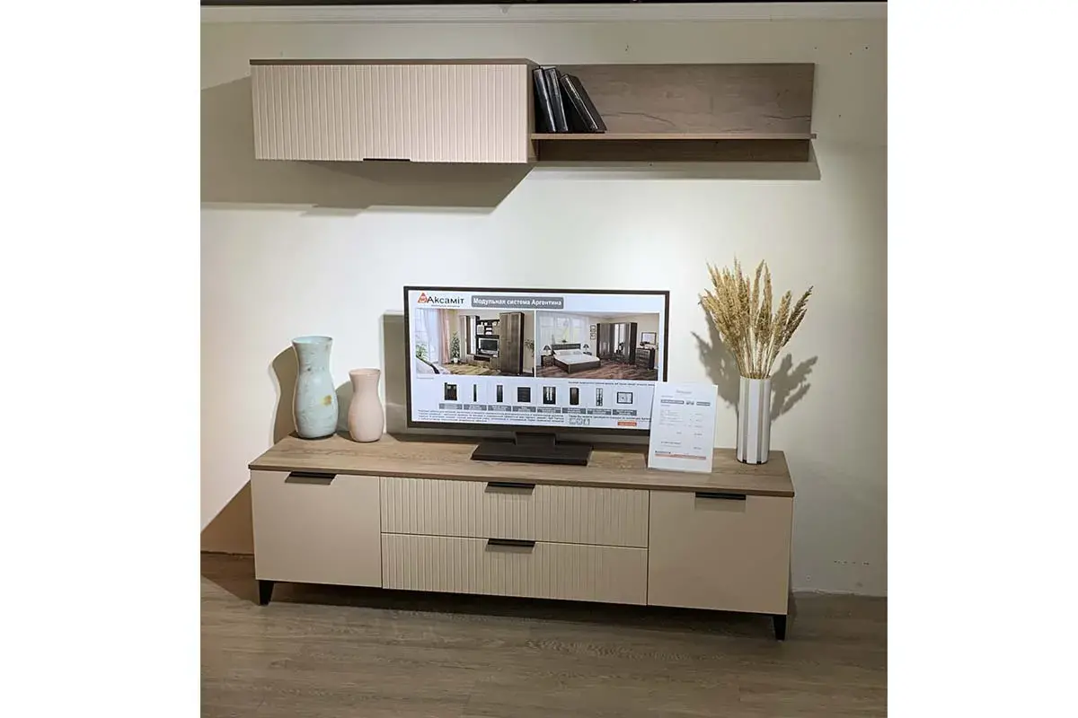 Тумба под ТВ  Тоскана с 2 дв. и 2 ящ. (Дуб табачный/Бисквит) — Мебель-центр Озерцо