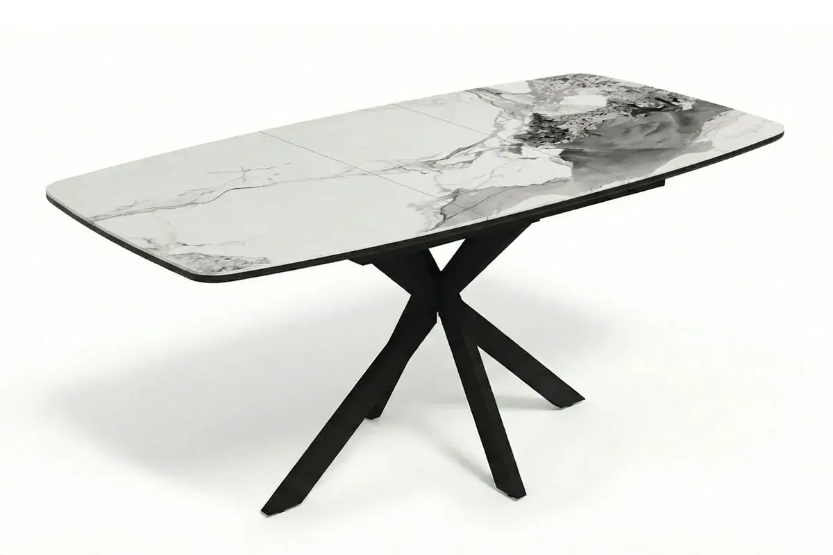 Стол обеденный Аризона 1300х800 (Керамика YB8020122BG Пандора / МДФ в пленке Черный кварц /Металл черный) - купить в Озерце