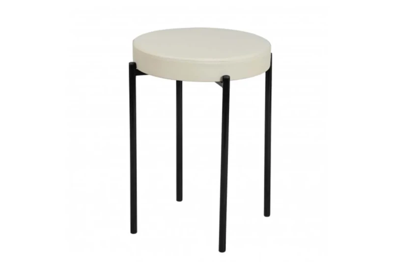 Табурет Дора каркас черный, экокожа (Экотекс 3027 ванильный) СРП-006 - купить в Озерце