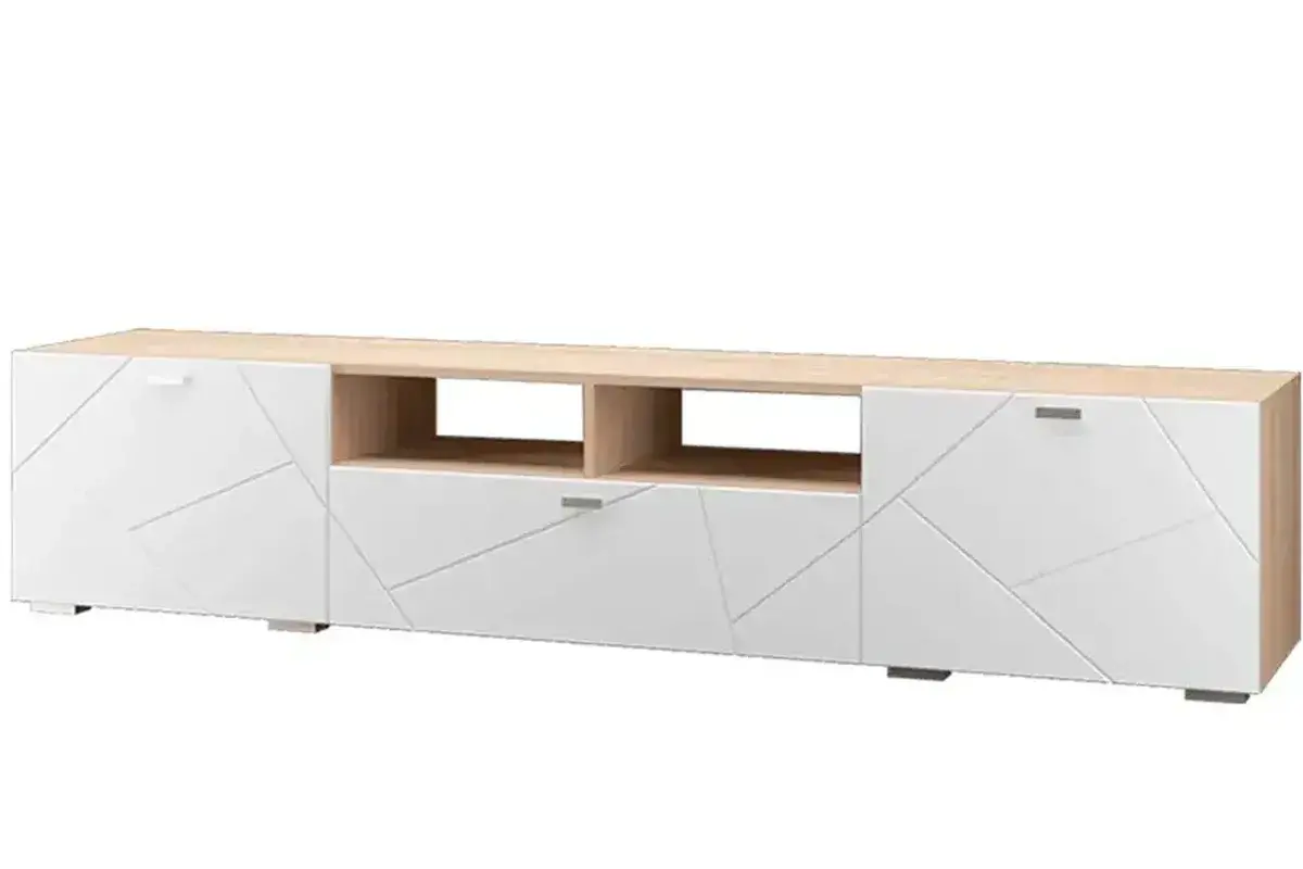 Модульная гостиная Скайлайн №3 (Дуб Сонома Светлый/Белый Шагрень) — Мебель-центр Озерцо