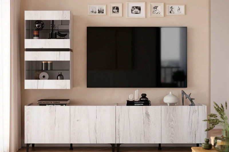 Гостиная Кубиста №6 (Дуб Шавиниган) — Мебель-центр Озерцо