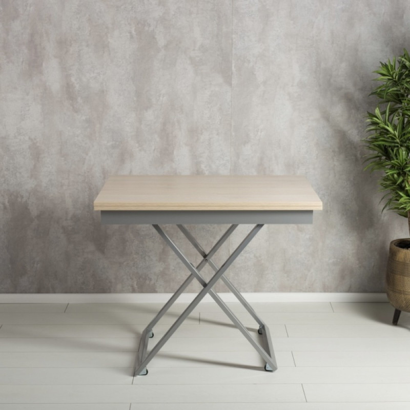 Стол-трансформер Apollo шамони светлый/подстолье серебро - купить в Озерце