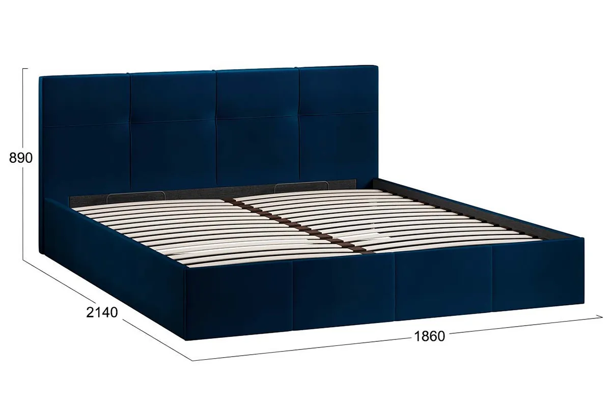 Кровать Лора с ПМ и заглушиной 180х200 (Велюр / Confetti Blue) - купить в Озерце